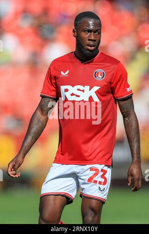 Londra, Regno Unito. 2 settembre 2023. Il centrocampista del Charlton Athletic Corey Blackett-Taylor (23) durante la partita Charlton Athletic FC vs Fleetwood Town FC Sky Bet EFL League One al Valley, Londra, Regno Unito il 2 settembre 2023 Credit: Every Second Media/Alamy Live News Foto Stock