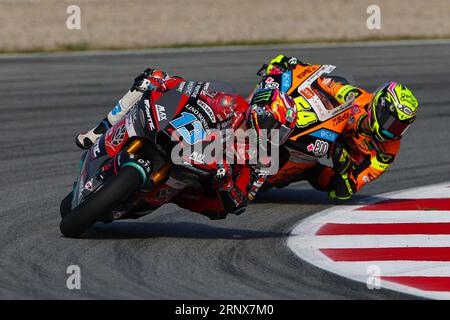 Barcellona, Spagna. 1 settembre 2023. Celestino Vietti dall'Italia del team Fantic Racing con Kalex durante le prove di Moto2 Gran premi Energi Monster de Catalunya al Circuit de Barcelona-Catalunya di Barcellona. (Immagine di credito: © David Ramirez/DAX via ZUMA Press Wire) SOLO USO EDITORIALE! Non per USO commerciale! Foto Stock