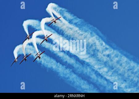 (180211) -- PECHINO, 11 febbraio 2018 -- gli aerei dell'Indonesia Air Force si esibiscono all'anteprima mediatica del Singapore Airshow a Singapore il 4 febbraio 2018. ) XINHUA FOTO SCELTE SETTIMANALI ThenxChihxWey PUBLICATIONxNOTxINxCHN Foto Stock