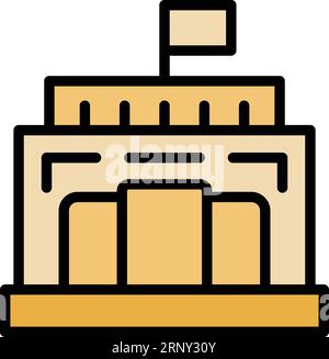 Icona dell'edificio amministrativo del Myanmar per delineare il vettore. Festa nazionale. unione di coltura colore piatto Illustrazione Vettoriale