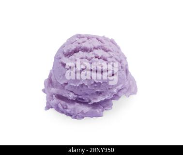 Cucchiaio di gelato saporito isolato su bianco Foto Stock