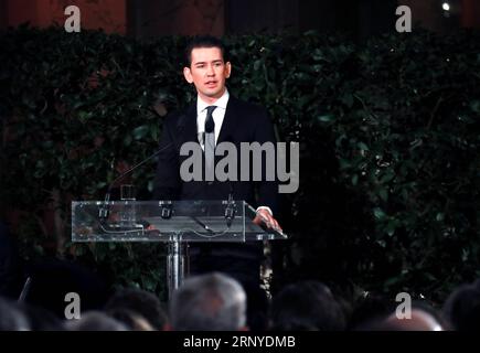 (180313) -- VIENNA, 13 marzo 2018 -- il cancelliere austriaco Sebastian Kurz si pronuncia per celebrare il 80° anniversario dell'annessione dell'Austria da parte della Germania nazista a Vienna, in Austria, il 12 marzo 2018. ) (psw) AUSTRIA-VIENNA-80° ANNIVERSARIO-ANNESSIONE NAZISTA PanxXu PUBLICATIONxNOTxINxCHN Foto Stock