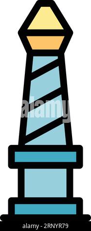 Vettore di contorno dell'icona stupa di Kolkata. Skyline della città. Architettura indiana, colore piatto Illustrazione Vettoriale