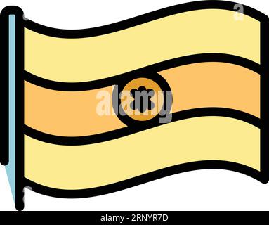 Icona bandiera di Calcutta che delinea il vettore. Skyline della città. Piatto di colore West Sky Illustrazione Vettoriale