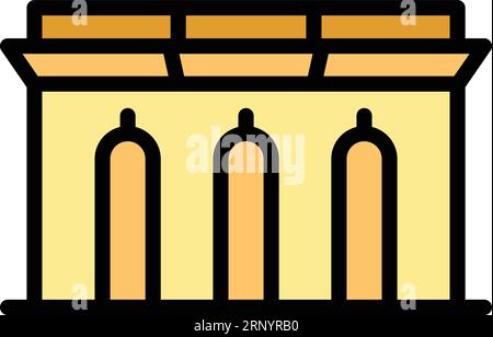 Icona arco di Calcutta delinea vettore. indiano della città. L'architettura turistica è di colore piatto Illustrazione Vettoriale