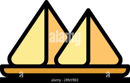 Icona navi indiane, vettore di contorno. Bengala india. Piatto colorato monumento di viaggio Illustrazione Vettoriale