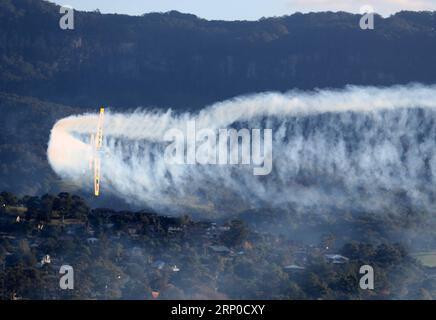 (180507) -- SYDNEY, 7 maggio 2018 -- un aereo si esibisce al Wings Over Illawarra air show, all'Aeroporto di Albion Park, 100 km a sud di Sydney, Australia, 6 maggio 2018. Con oltre 80 velivoli in esposizione sia a terra che in cielo, il programma di quest'anno è stato il più grande di sempre, con più di 40.000 persone presenti per l'evento di due giorni il sabato e la domenica. ) (gj) AUSTRALIA-SYDNEY-AIR SHOW BaixXuefei PUBLICATIONxNOTxINxCHN Foto Stock