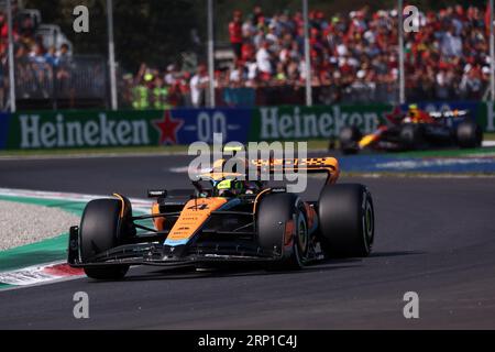 Monza, Italia. 2 settembre 2023. Lando Norris della McLaren in pista durante le qualifiche per il Gran Premio d'Italia di F1 all'autodromo Nazionale il 2 settembre 2023 a Monza. Crediti: Marco Canoniero/Alamy Live News Foto Stock