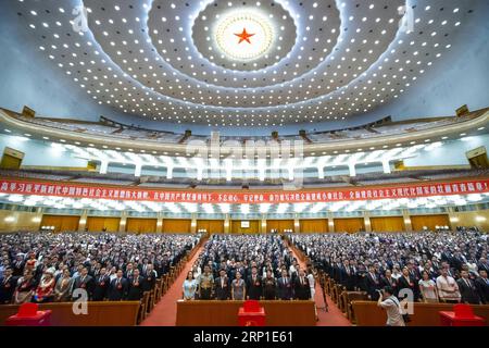 (180629) -- PECHINO, 29 giugno 2018 -- la riunione conclusiva del 18° Congresso Nazionale della Lega della Gioventù Comunista Cinese (CYLC) si tiene presso la grande sala del popolo a Pechino, capitale della Cina, il 29 giugno 2018. ) (lmm) CHINA-BEIJING-CYLC-18TH NATIONAL CONGRESS-CONCLUSION (CN) ShenxBohan PUBLICATIONxNOTxINxCHN Foto Stock