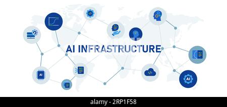 Intelligenza artificiale tecnologia dell'infrastruttura IA connessione del sistema digitale innovazione della rete Internet futuristica Illustrazione Vettoriale
