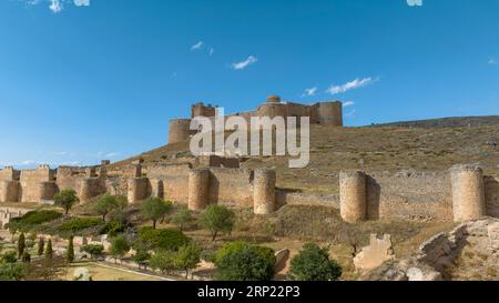 Vista sul bellissimo castello di Berlanga de Duero nella provincia di Soria, Spagna Foto Stock