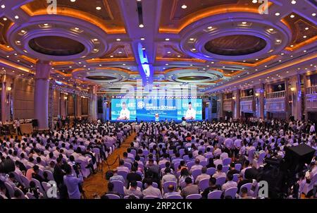 (180829) -- PECHINO, 29 agosto 2018 -- il Summit of China Top 500 Private Enterprises del 2018 si tiene a Shenyang, capitale della provincia di Liaoning della Cina nordorientale, 29 agosto 2018. ) Xinhua titoli: Le imprese private cinesi guadagnano slancio tra le sfide YangxQing PUBLICATIONxNOTxINxCHN Foto Stock