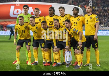 Bruxelles, Belgio - 21 marzo 2019. Foto della squadra nazionale del Belgio in vista della partita di qualificazione a UEFA Euro 2020 Belgio contro Russia (3-1). Foto Stock