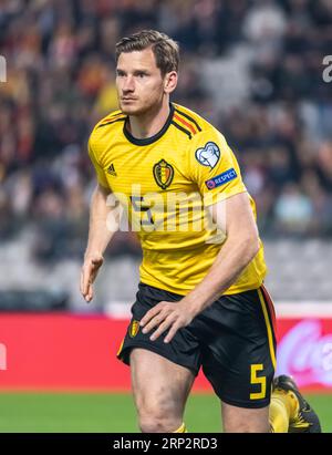 Bruxelles, Belgio - 21 marzo 2019. Jan Vertonghen, centro-back della nazionale di calcio belga durante la partita di qualificazione a UEFA Euro 2020 Belgio contro Rus Foto Stock