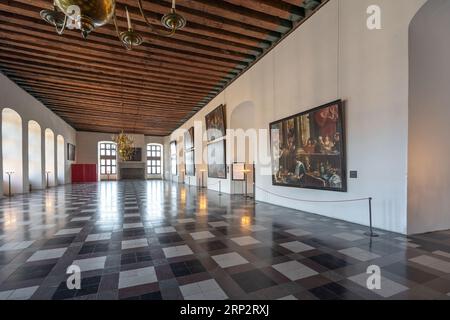 Grande sala da ballo all'interno del castello di Kronborg - Helsingor, Danimarca Foto Stock