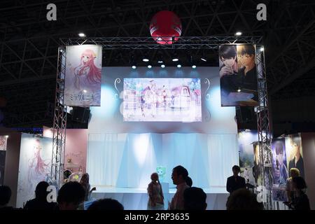 (180921) -- TOKYO, 21 settembre 2018 -- le persone visitano l'area espositiva dei giochi creata dalla compagnia cinese durante il Tokyo Game Show 2018 a Chiba, Giappone, 21 settembre 2018. ) (yk) GIAPPONE-TOKYO-TOKYO GAMES SHOW DuxXiaoyi PUBLICATIONxNOTxINxCHN Foto Stock