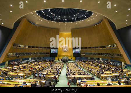 (180927) -- NAZIONI UNITE, 27 settembre 2018 -- il presidente venezuelano Nicolas Maduro affronta il dibattito generale della 73a sessione dell'Assemblea generale delle Nazioni Unite presso la sede delle Nazioni Unite a New York, il 26 settembre 2018. ) (yk) un-73A ASSEMBLEA GENERALE-DISCUSSIONE GENERALE WangxYing PUBLICATIONxNOTxINxCHN Foto Stock