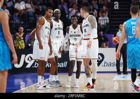 Okinawa Arena, Okinawa, Giappone. 3 settembre 2023. Germania gruppo, 3 SETTEMBRE 2023 - pallacanestro : Coppa del mondo di pallacanestro FIBA 2023 2° turno gruppo K partita tra Germania - Slovenia all'Okinawa Arena, Okinawa, Giappone. Crediti: YUTAKA/AFLO SPORT/Alamy Live News Foto Stock