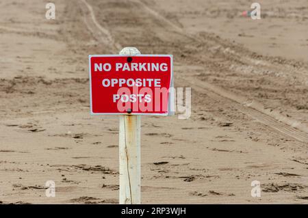 Cartello con scritto No Parking (No Parcheggio) davanti ai posti Foto Stock