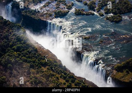 Cascate Vittoria, vista aerea, Zimbabwe, Zambia Foto Stock