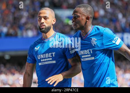 Glasgow, Regno Unito. 3 settembre 2023. Nella prima partita "Old Firm" della stagione 2023/24, i Rangers giocarono il Celtic all'Ibrox Stadium, Glasgow, Scozia, Regno Unito. Celtic, prima della partita sono solo 1 punto avanti rispetto ai Rangers e il risultato sarà importante per entrambe le squadre. Crediti: Findlay/Alamy Live News Foto Stock