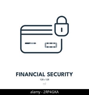 Icona Financial Security (sicurezza finanziaria). Soldi, sicurezza, protezione. Tratto modificabile. Icona vettore semplice Illustrazione Vettoriale