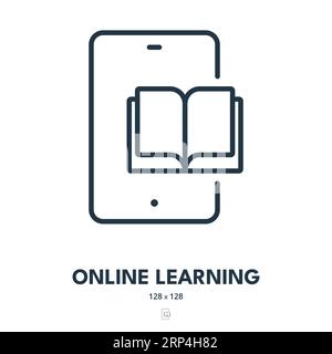 Icona formazione online. Tutorial, istruzione, Internet. Tratto modificabile. Icona vettore semplice Illustrazione Vettoriale