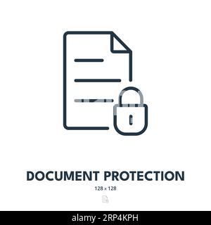 Icona protezione documento. Sicurezza, accesso, privacy. Tratto modificabile. Icona vettore semplice Illustrazione Vettoriale