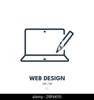 Icona Web Design. Sito Web, pagina Web, Sviluppatore. Tratto modificabile. Icona vettore semplice Illustrazione Vettoriale