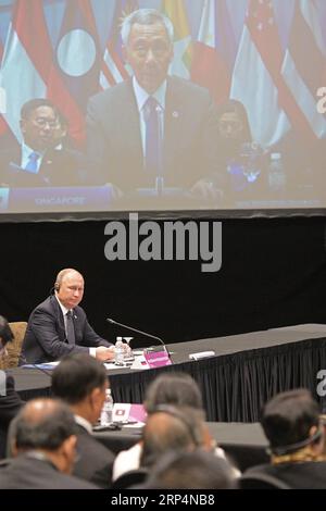 (181114) -- SINGAPORE, 14 novembre 2018 -- il presidente russo Vladimir Putin partecipa al terzo vertice ASEAN-Russia a Singapore, il 14 novembre 2018. ) (hy) SINGAPORE-ASEAN-RUSSIA-SUMMIT ThenxChihxWey PUBLICATIONxNOTxINxCHN Foto Stock