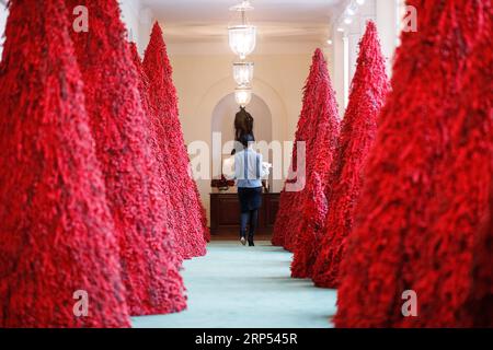 (181126) -- WASHINGTON, 26 novembre 2018 -- le decorazioni natalizie sono viste alla Casa Bianca durante la Christmas Press Preview del 2018 a Washington D.C., negli Stati Uniti, il 26 novembre 2018. ) U.S.-WASHINGTON D.C.-WHITE HOUSE-CHRISTMAS-PREPARATION TINGXSHEN PUBLICATIONXNOTXINXCHN Foto Stock