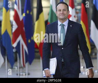 (181213) -- BRUXELLES, 13 dicembre 2018 -- il primo ministro irlandese Leo Varadkar arriva a un vertice dell'UE di due giorni a Bruxelles, in Belgio, 13 dicembre 2018. ) BELGIO-BRUXELLES-UE-VERTICE YexPingfan PUBLICATIONxNOTxINxCHN Foto Stock