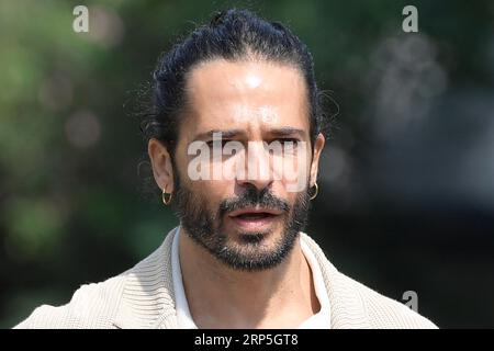 Lido di Venezia, Italia. 3 settembre 2023. Marco Bocci arriva al molo dell'Hotel Excelsior per le riprese del film Italy Best Movie Award. Credito: SOPA Images Limited/Alamy Live News Foto Stock