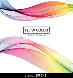 Set di forme d'onda vettoriali astratte colorate. Immagine di sfondo Foto Stock