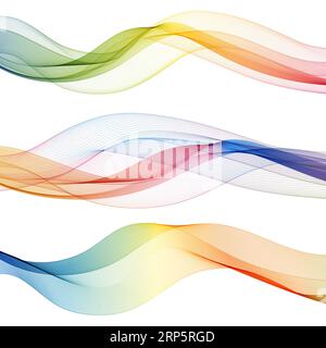 Set di forme d'onda vettoriali astratte colorate. Immagine di sfondo Foto Stock