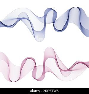Serie di forme d'onda colorate. Sfondo vettoriale astratto. Foto Stock