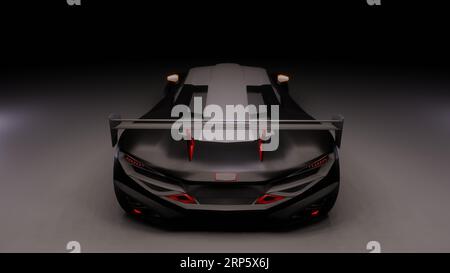 Servizio fotografico in studio di auto di lusso in bianco con rendering 3D. moderno super cart con diverse angolazioni. l'auto lucente ed elegante Foto Stock
