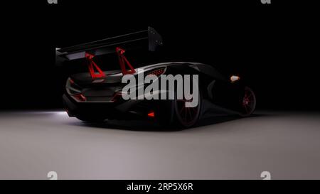 Servizio fotografico in studio di auto di lusso in bianco con rendering 3D. moderno super cart con diverse angolazioni. l'auto lucente ed elegante Foto Stock
