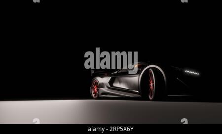 Servizio fotografico in studio di auto di lusso in bianco con rendering 3D. moderno super cart con diverse angolazioni. l'auto lucente ed elegante Foto Stock