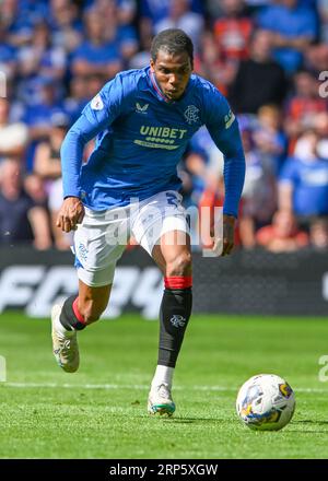 Glasgow, Regno Unito. 3 settembre 2023. Dujon Sterling dei Rangers durante la partita della Scottish Premiership all'Ibrox Stadium, Glasgow. Il credito fotografico dovrebbe leggere: Neil Hanna/Sportimage Credit: Sportimage Ltd/Alamy Live News Foto Stock