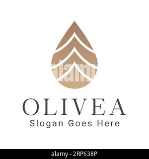 Logotipo di lusso Olivia Water Drop Logo Design Beauty Cosmetic Illustrazione Vettoriale