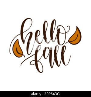 Hello Fall, design tipografico della t-shirt, stampa della t-shirt, disegno della t-shirt, disegno della t-shirt, design della t-shirt della silhouette Illustrazione Vettoriale