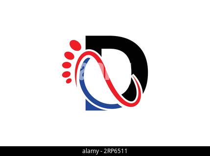 Modello Vector con logo Letter D Foot. Illustrazione Vettoriale