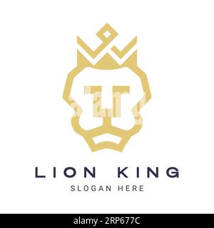 Logotipo Royal Lion King Crown con logo Luxury Lion King Illustrazione Vettoriale