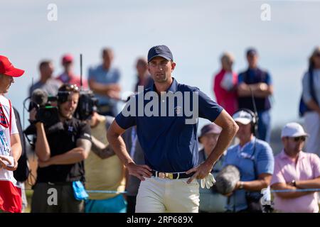 St Andrews, Scozia. 3 settembre 2023. Stewart Hagestad durante le partite di singolo della domenica alla Walker Cup 2023. Foto Stock