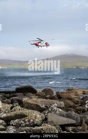 Soccorso aereo/marittimo praticato a Lerwick, nelle Shetland Foto Stock