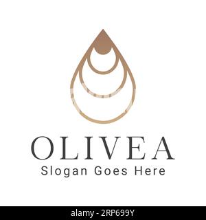 Logotipo di lusso Olivia Water Drop Logo Design Beauty Cosmetic Illustrazione Vettoriale