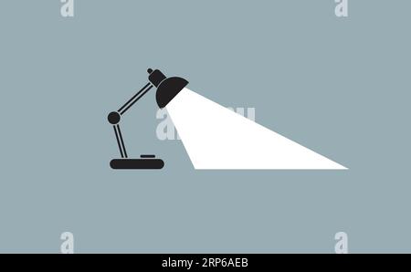 Icona piatta della lampada da tavolo per ufficio Illustrazione Vettoriale
