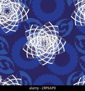 Motivo senza cuciture con ornamenti decorativi in fagioli e ornamenti a stella; motivo semplice da stampare su tessuto Illustrazione Vettoriale