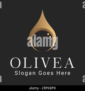 Logotipo di lusso Olivia Water Drop Logo Design Beauty Cosmetic Illustrazione Vettoriale